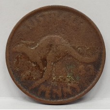 AUSTRALIA 1950? . 0NE 1 PENNY . ERROR . OIL FILLED DIE